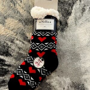 NWT Nollia Plush Sherpa Slipper Socks w/Non-Skid Soles, OS